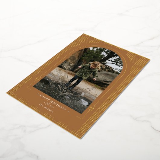 Modern Pset Rust Terracotta Gold Folie Feestdagenkaart (Gedraaid)