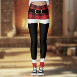 Modern Pset Santa Costume Cute Funny Kerstmis Leggings<br><div class="desc">Deze leuke kerstleggings zijn de perfecte kerstman voor kerstmorgen of feestdagen. Moderne en trendy met gebuffel details en een nepgouden riem zijn ze zowel leuk als stijlvol!</div>