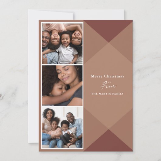 Modern Pset Three Photo Calligraphy Feestdagenkaart (Voorkant)