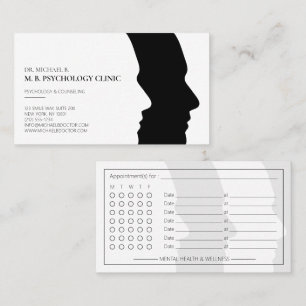 Modern Psycholoog Therapeut Gezicht Silhouet Logo Afsprakenkaartje