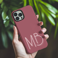 Modern Puce Monogram Initialen Hedendaags Hoesje-M