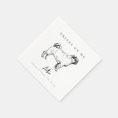 Modern Pug Dog Sketch Drinken op Me Pet Wedding Servet (Hoek)