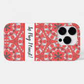 Modern pug-patroon met monogram op koraalrood Case-Mate iPhone case (Achterkant (horizontaal))