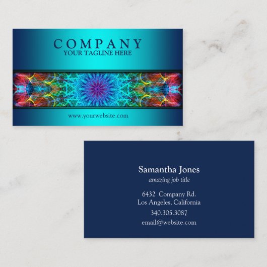 Modern pulling in mandala blauw visitekaartje (Voorkant / Achterkant)