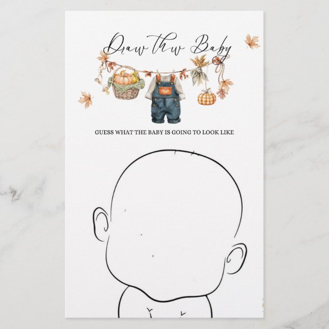 Modern Pumpkin Herfst Baby shower Draw Game (Voorkant)