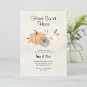 Modern Pumpkin Housewarming Party Invite Kaart (Staand voorkant)