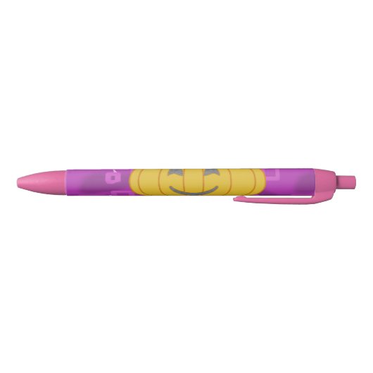 Modern Pumpkin on Purple Geometric Blauwe Inkt Pen (Bodem)
