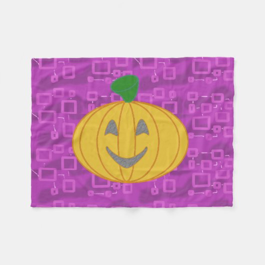 Modern Pumpkin on Purple Geometric Fleece Blanket Deken (Voorkant (Horizontaal))