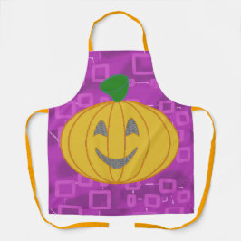 Modern Pumpkin on Purple Geometric Schort
