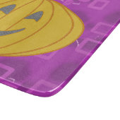 Modern Pumpkin on Purple Geometric Snijplank (Hoek)