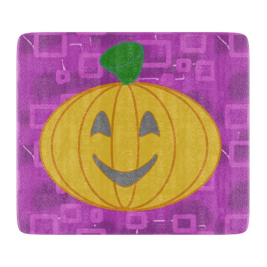 Modern Pumpkin on Purple Geometric Snijplank (Voorkant)
