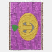 Modern Pumpkin on Purple Geometric Throw Blanket Deken (Voorkant Verticaal)
