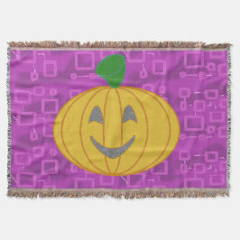Modern Pumpkin on Purple Geometric Throw Blanket Deken