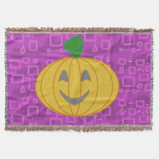 Modern Pumpkin on Purple Geometric Throw Blanket Deken (Voorkant)