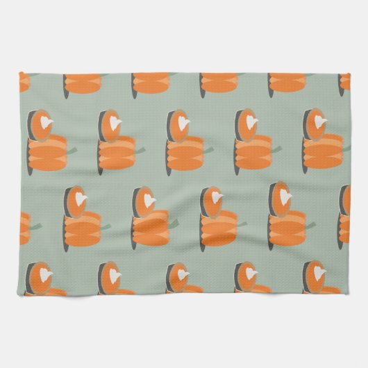 Modern Pumpkin Pumpkin Pie Pattern Cream Green Theedoek (Horizontaal)