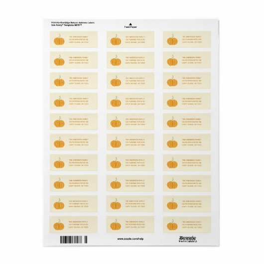 Modern Pumpkin retouradres Label (Full Sheet)
