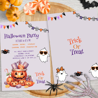 Modern Pumpkin Snoep Kinder Halloween Treats Party Kaart