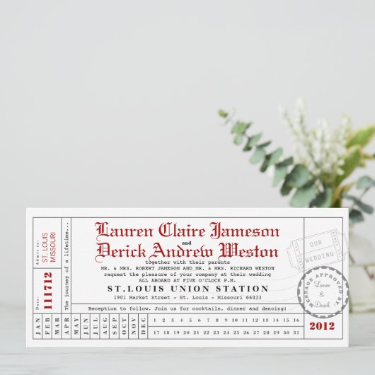 Modern Punch Card Tea Length Invitation Kaart (Staand voorkant)