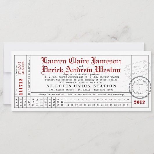 Modern Punch Card Tea Length Invitation Kaart (Voorkant)
