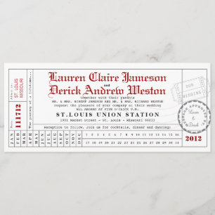 Modern Punch Card Tea Length Invitation Kaart