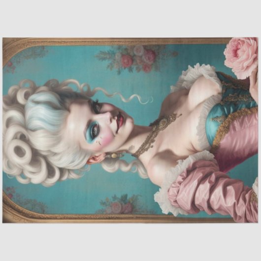 Modern Punk Marie Antoinette Decoupage Papier (Voorkant)