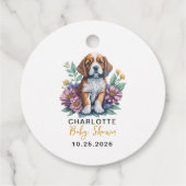 Modern Puppy Dog Terracotta Baby shower Bedankjes Labels (Achterkant)
