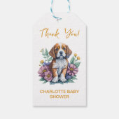 Modern Puppy Dog Terracotta Baby shower Cadeaulabel (Achterkant)