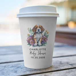 Modern Puppy Dog Terracotta Baby shower Papieren Bekers