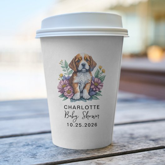 Modern Puppy Dog Terracotta Baby shower Papieren Bekers