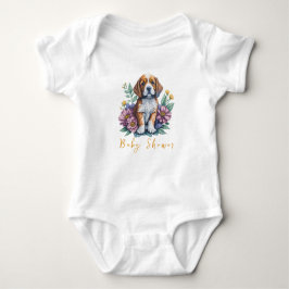 Modern Puppy Dog Terracotta Baby shower Romper