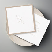 Modern pur beige wit monogram Visitekaartje