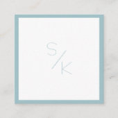 Modern Pur Blauw Wit Monogram Visitekaartje (Voorkant)