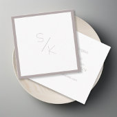 Modern Pur Grey White Monogram Visitekaartje