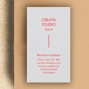 Modern Pure Grey Red Visitekaartje