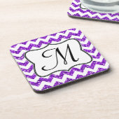 Modern Purp Glitter Chevron Monogram Drink Onderze Bier Onderzetter (Linkerzijde)