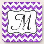 Modern Purp Glitter Chevron Monogram Drink Onderze Bier Onderzetter (Voorkant)