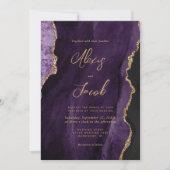 Modern Purple Agate Chic Script Wedding Kaart (Voorkant)