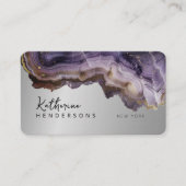 Modern Purple Agate & gold glitter marble QR Code Visitekaartje (Voorkant)