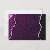 Modern Purple Agate Silver Script Wedding RSVP Kaartje (Achterkant)