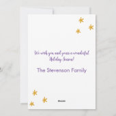 Modern Purple and Gold 3 Photo Merry and Bright Feestdagenkaart (Achterkant)