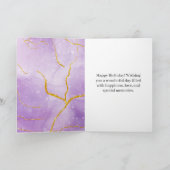 Modern Purple and Gold  Photo & Name Birthday Kaart (Binnen)