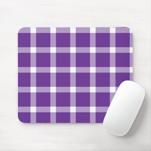 Modern Purple and White Gingham Checkered Pattern Muismat (Met muis)
