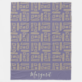 modern  Purple brown personalized name monogram Fleece Deken