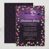 Modern Purple Christmas Lights Party Kaart (Voorkant / Achterkant)