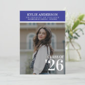 Modern Purple College Graduation Senior Photo Kaart (Staand voorkant)