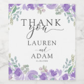 Modern Purple Floral Favor Wedding Wijn Etiket (Enkel label)