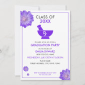 Modern Purple Floral Pharmacist Graduation Party Kaart (Voorkant)