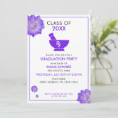 Modern Purple Floral Pharmacist Graduation Party Kaart (Staand voorkant)