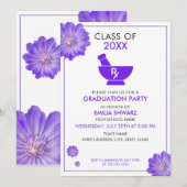 Modern Purple Floral Pharmacist Graduation Party Kaart (Voorkant / Achterkant)