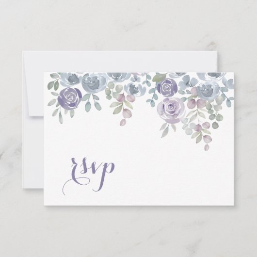 Modern  Purple Floral Rsvp Wedding (Voorkant)